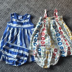 Set of 2 summer dress + bloomer sets. Both 18-24m by Hanna Andersson.